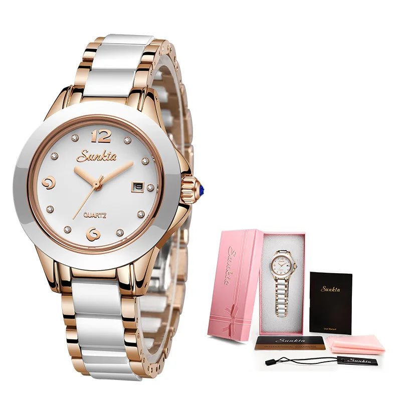 Fashion Women Watches Rose Gold Ladies Bracelet Watches Reloj Mujer 2023 New Creative Waterproof Quartz Watches for Women