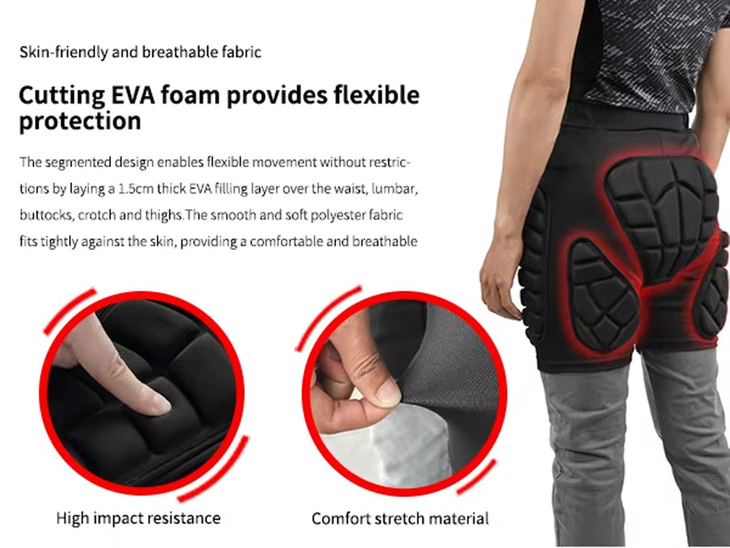 Ski Protective Hip Pad Padded Shorts+Protective Knee Pads Skiing Skating Snowboarding Impact Protection
