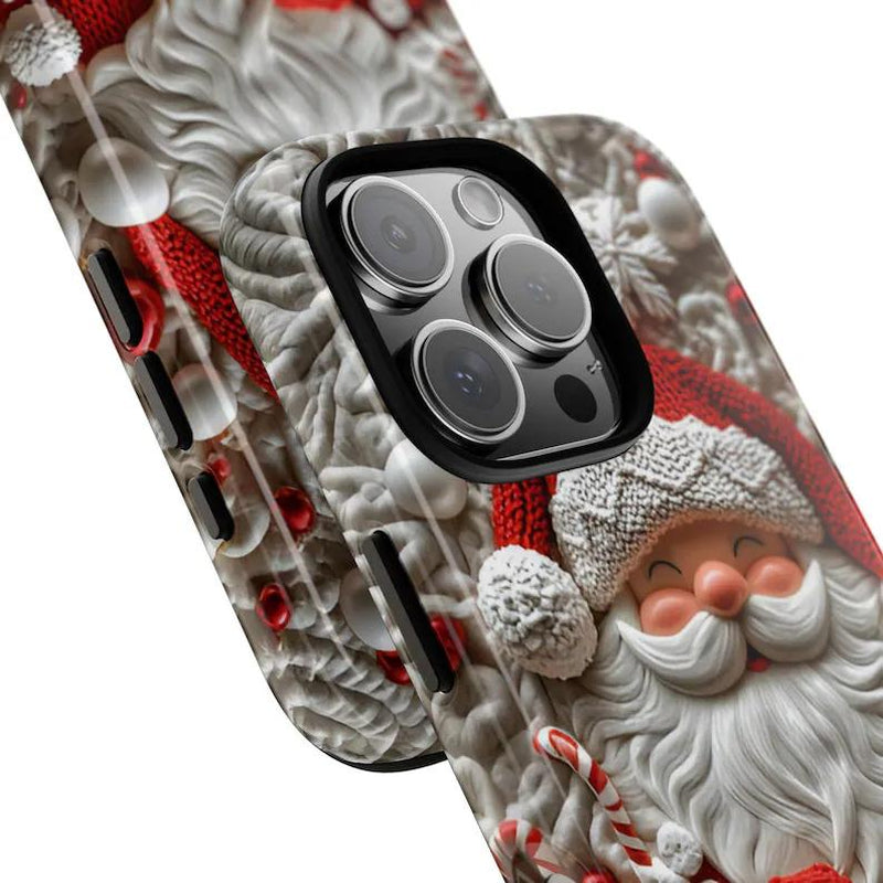 Santa Phone Case, White and Red 3D Christmas Phone Case, 3D Santa Claus Effect, Iphone 16 15 14 13, Galaxy S25 S24 S23 Ultra, Pixel 9 Case