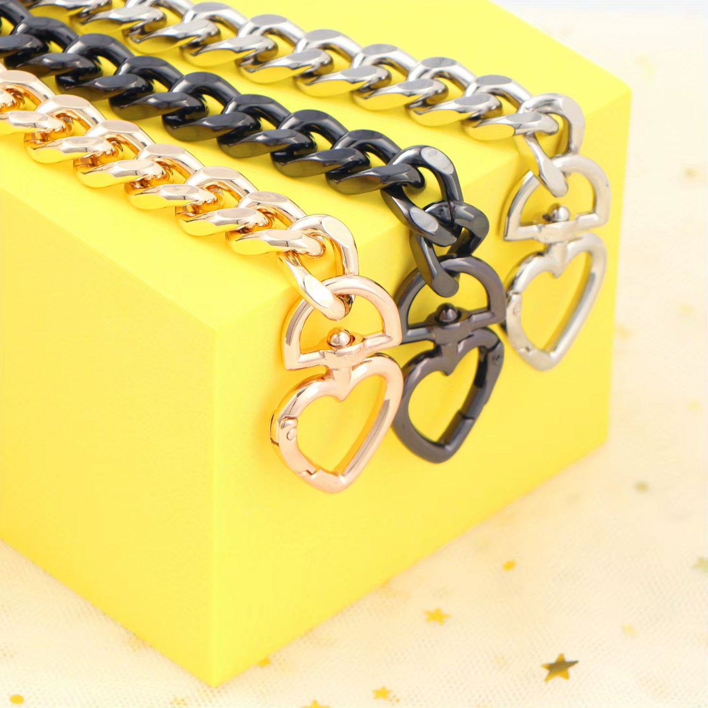 1Pc Metal Purse Chain Strap Extender Heart Shape Purse Chain for Accessory Charms, Lengthen Crossbody Shoulder Handbags Strap