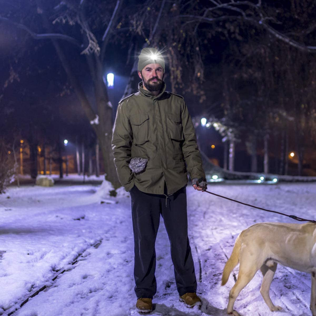 LED Beanie with Light 2-Pack, Rechargeable Lighted Cap Headlamp Hat,Led Hat with Flashlight,Gifts for Men Women