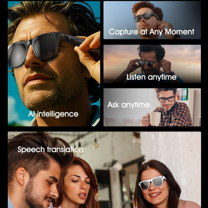 HYUNDAI XK ONE Pro Intelligent Camera and Video Glasses, Built-In High-Definition Camera, Equipped with Surround Sound Headphones and Speakers,Have Smart Polarized Lenses That Block Blue Light. They Are Suitable for Daily Activities Such Work and Driving.