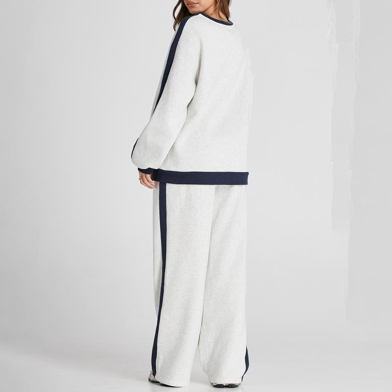 Aleumdr Women'S 2 Piece Outfit Fleece Sweatsuit Casual Lounge Matching Sets Crewneck Loose Fit Cozy Sweatshirt & Straight Leg Sweatpants Womenswear