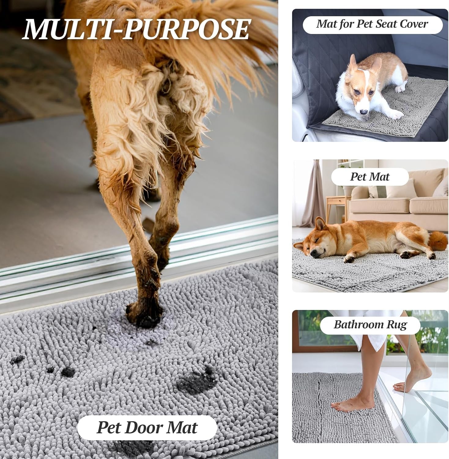 Dog Door Mat Absorpmax Dog Rug for Muddy Paw, Mat for Muddy Paw Door Indoor Floor Entryway, Waterproof Washable & Water Absorbent Dirt Trapper, 31" × 20", Beige