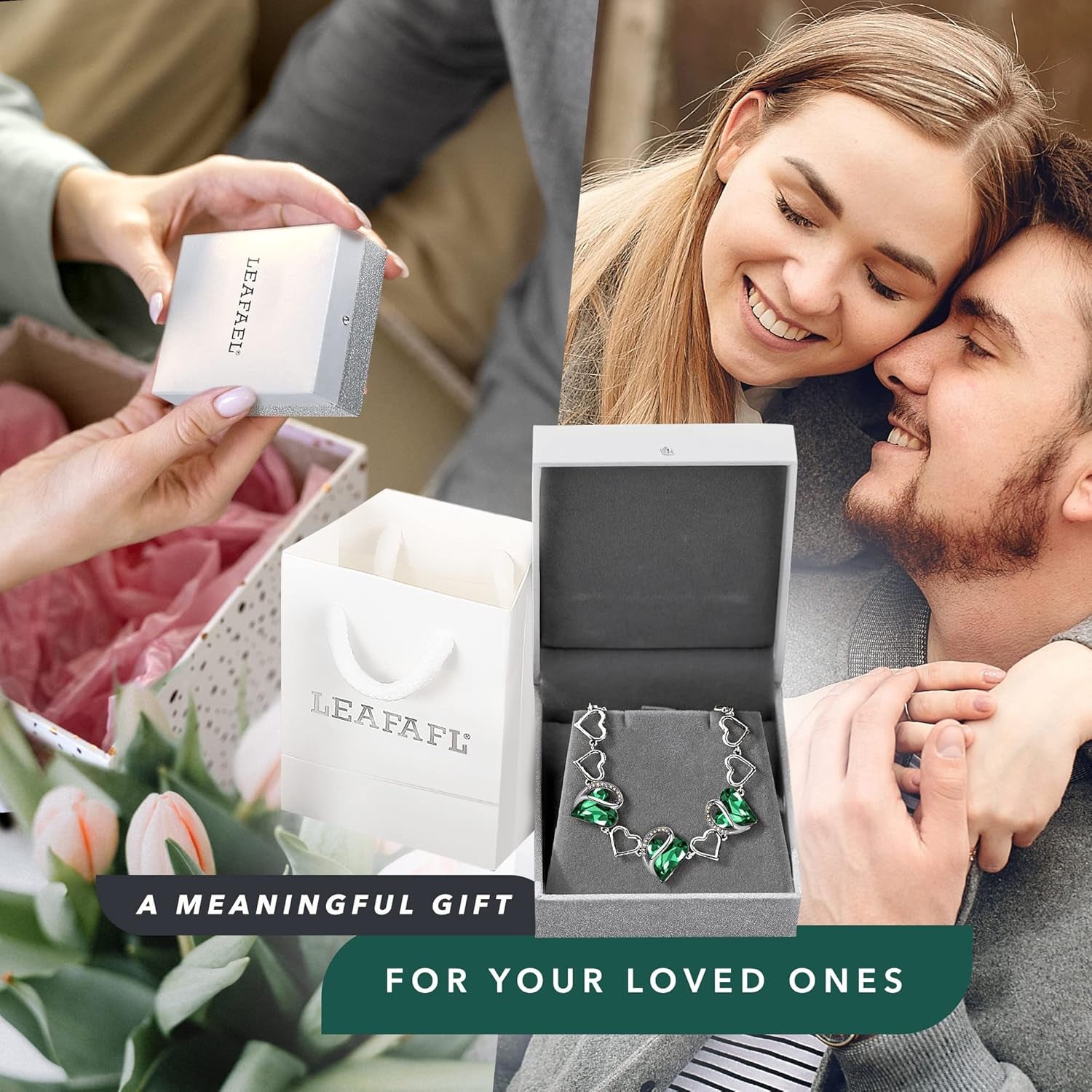 Infinity Love Heart Link Bracelets, Birthstone or Healing Stone Crystal Bracelet for Women, Silver Tone Jewellery Gifts for Her, 7-Inch Chain and 2-Inch Extender