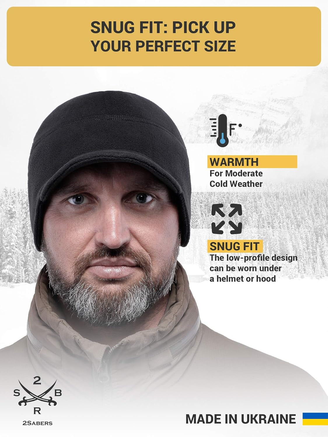 Fleece Winter Beanie with Visor - Men Women - Earflap Brim Skull Watch Cap Hat