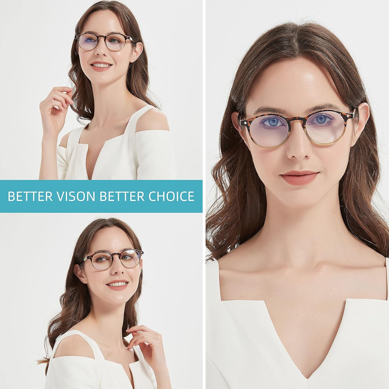 Reading Glasses for Women - Blue Light Blocking Ladies Spring Hinge Readers with Pouches anti Eyestrain/Glare Women'S Computer Eyeglasses (4 Pairs Mix Color, 1.00)