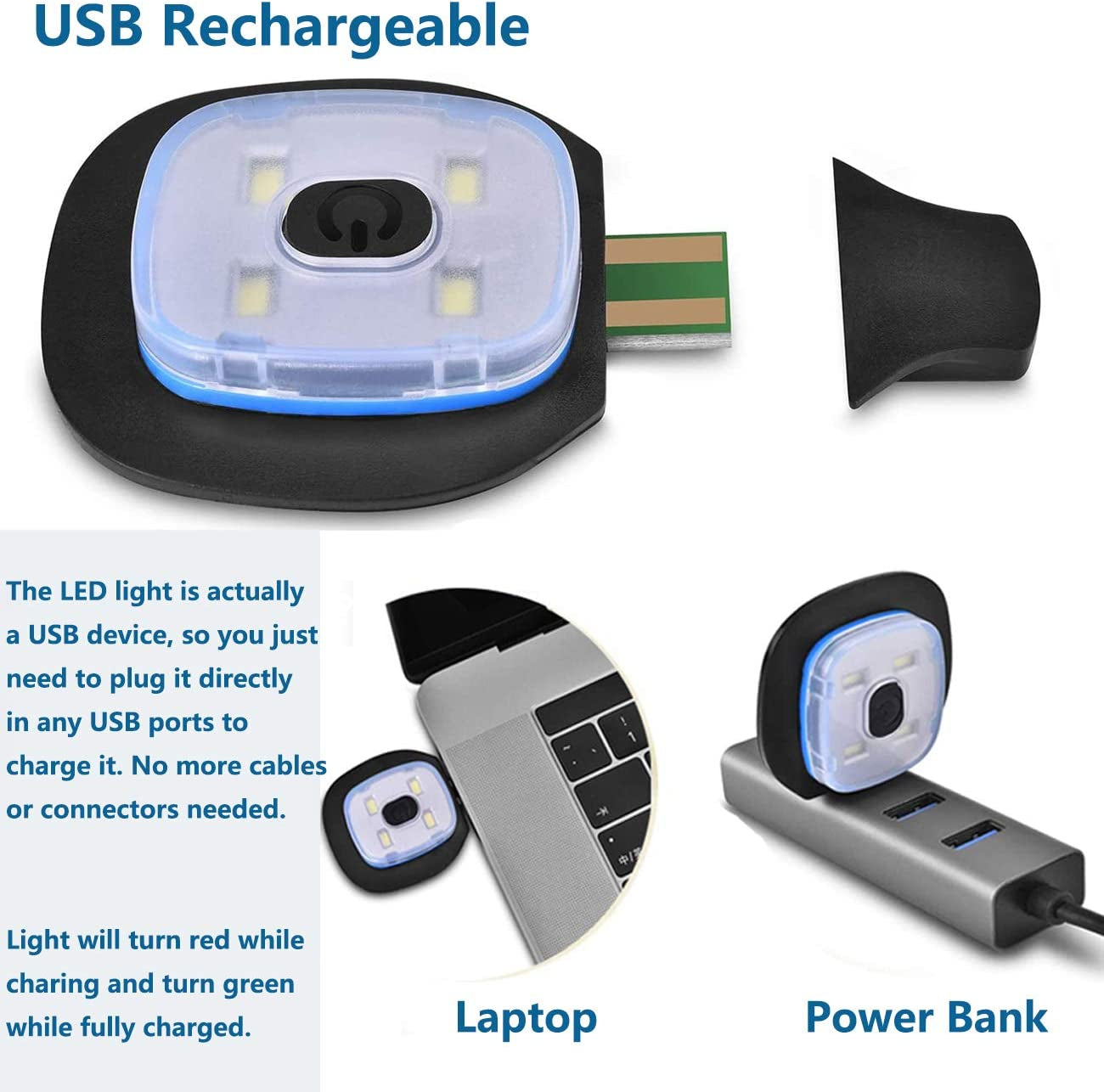 LED Beanie with Light 2-Pack, Rechargeable Lighted Cap Headlamp Hat,Led Hat with Flashlight,Gifts for Men Women