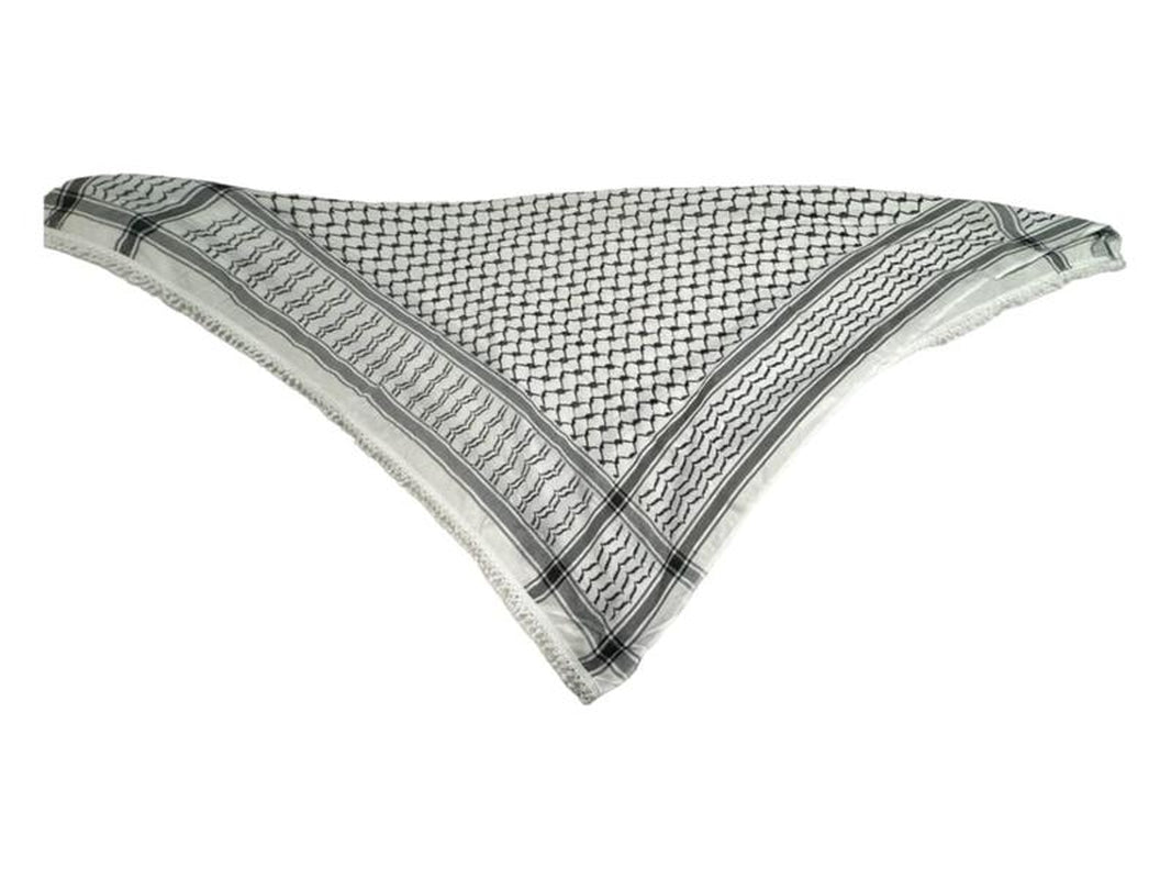 Original White & Black Palestinian Nabulsi Kuffiya Scarf - Made in Palestine