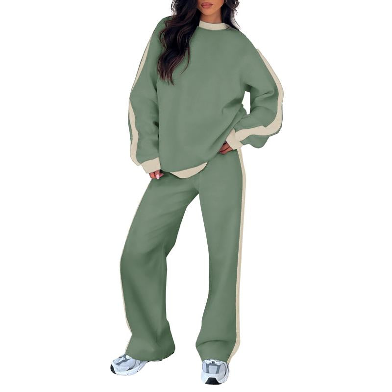 Aleumdr Women'S 2 Piece Outfit Fleece Sweatsuit Casual Lounge Matching Sets Crewneck Loose Fit Cozy Sweatshirt & Straight Leg Sweatpants Womenswear