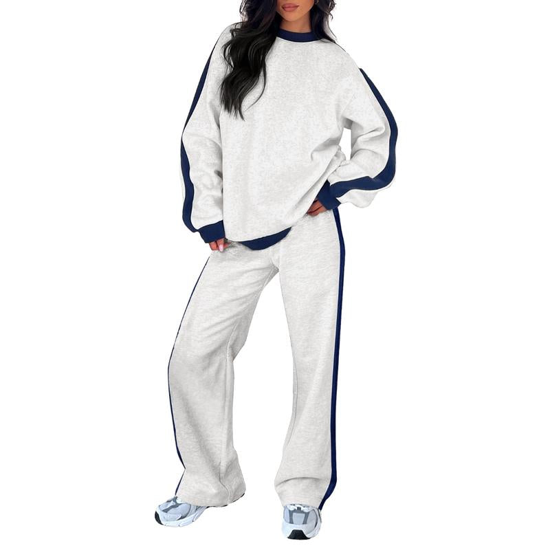 Aleumdr Women'S 2 Piece Outfit Fleece Sweatsuit Casual Lounge Matching Sets Crewneck Loose Fit Cozy Sweatshirt & Straight Leg Sweatpants Womenswear