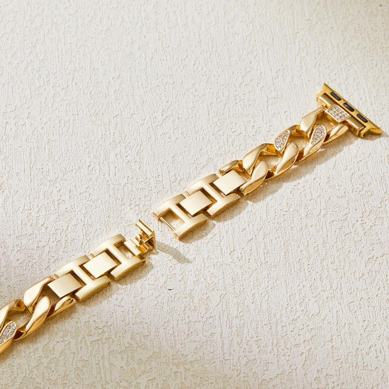 MISSAIR Luxury 14K Gold Plated Diamond Chain Bracelet Band Compatible with Apple Watch Series 10-1, SE, Ultra – Adjustable Strap for Women, Fits 38-49Mm