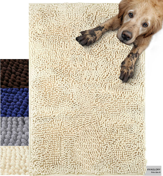 Dog Door Mat Absorpmax Dog Rug for Muddy Paw, Mat for Muddy Paw Door Indoor Floor Entryway, Waterproof Washable & Water Absorbent Dirt Trapper, 31" × 20", Beige