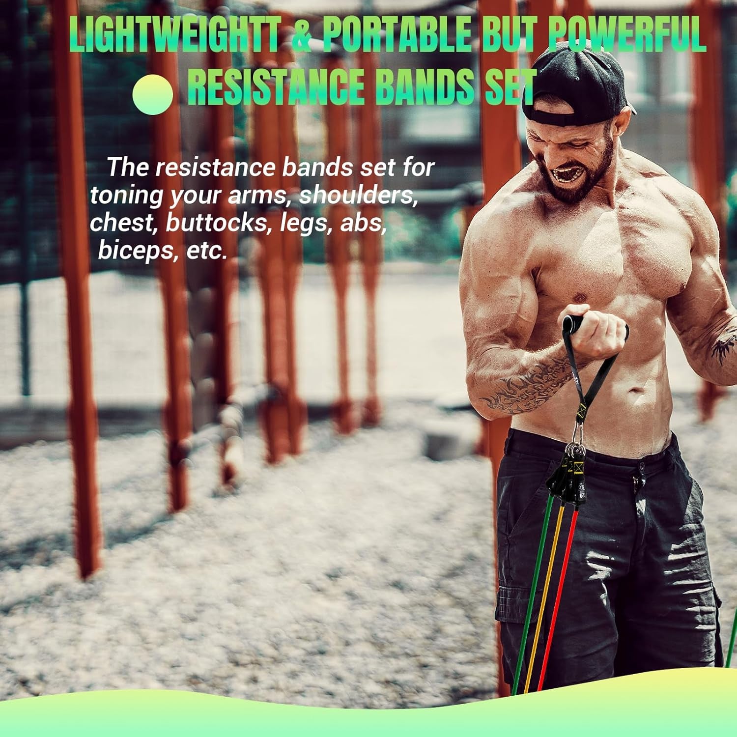 Resistance Bands Set with Yellow Handles, Exercise/Workout/Fitness Bands with Door Anchor, Legs Ankle Straps for Resistance Training,Physical Therapy,Home Gym Workout