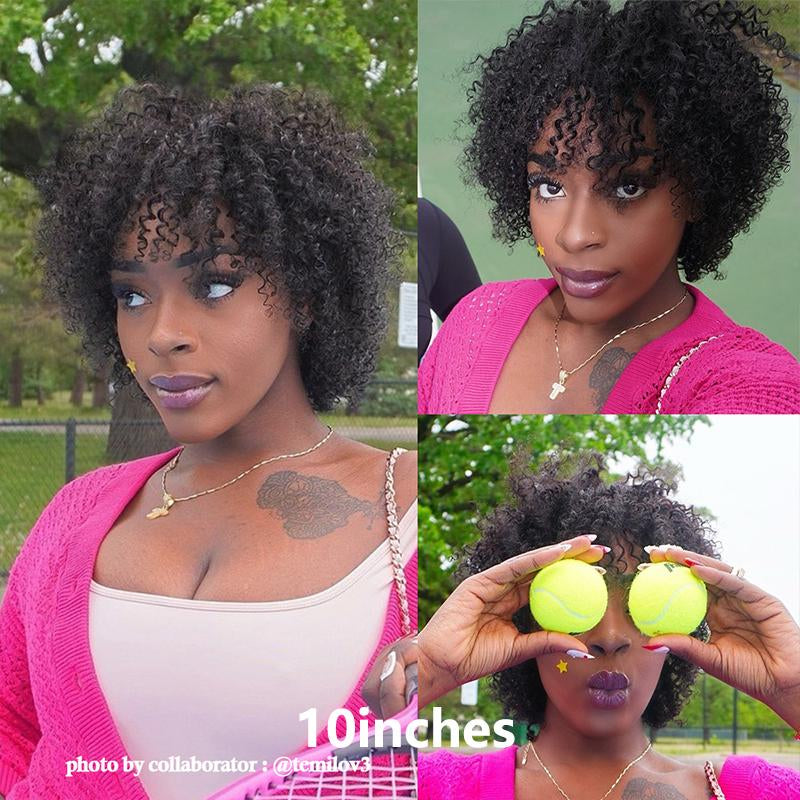 Soullady Afro Curly V Part Wig 3-IN-1 Easy Fit Wig Afro Kinky Human Hair Glueless Wigs Ready to Go Protective Style Half Wig for Women