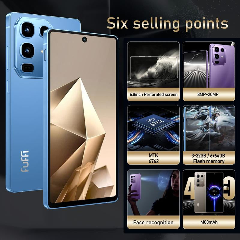 Fuffi 6.8 Inch Android Smartphone with Stylus, 3Gb+32Gb/6Gb+64Gb, 8Mp+20Mp Camera, 4100Mah Battery, Dual Sim 4G Unlocked Android 12 Mobile Phones