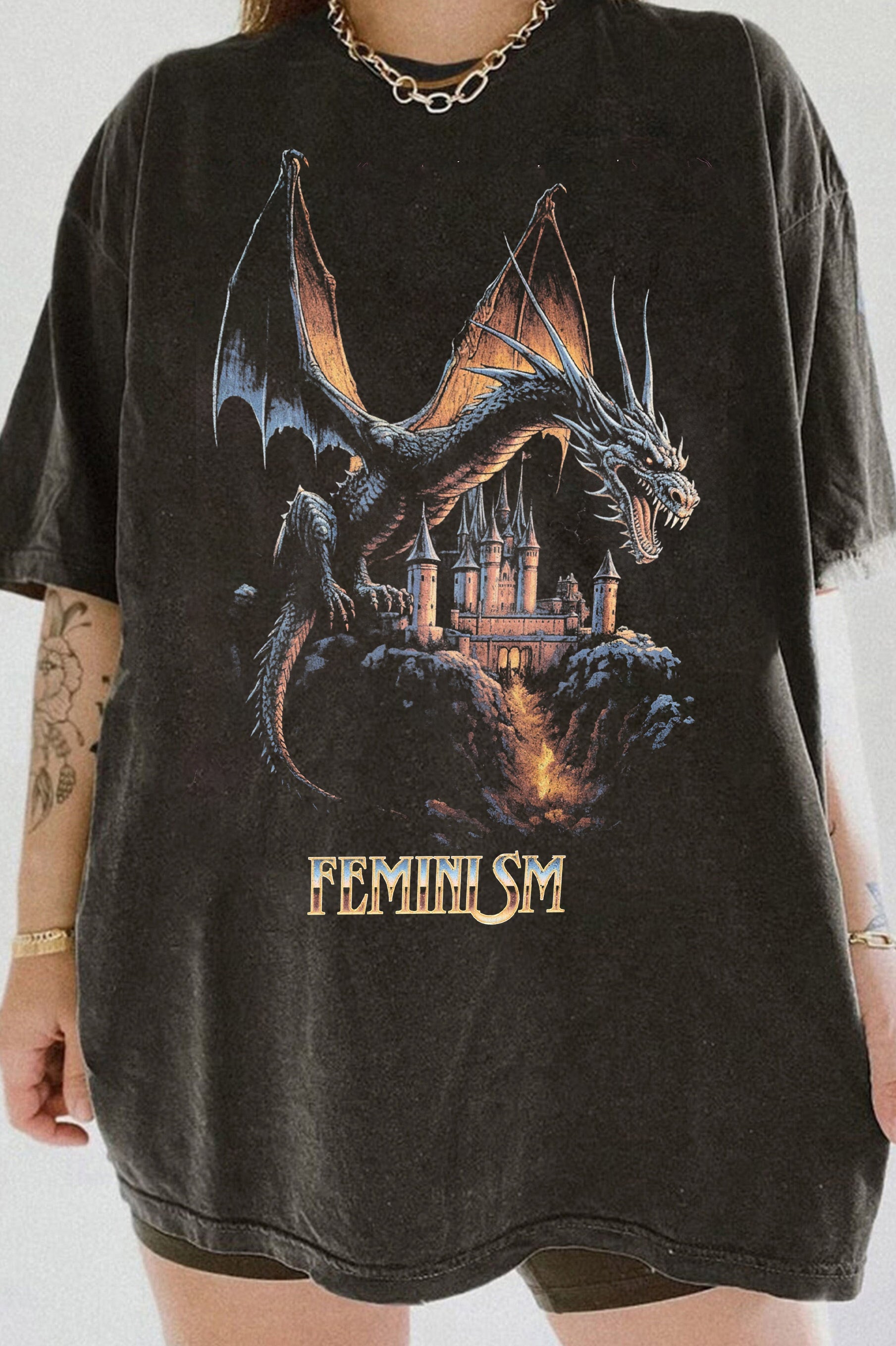 Feminism Dragon Fantasy Tee for Women