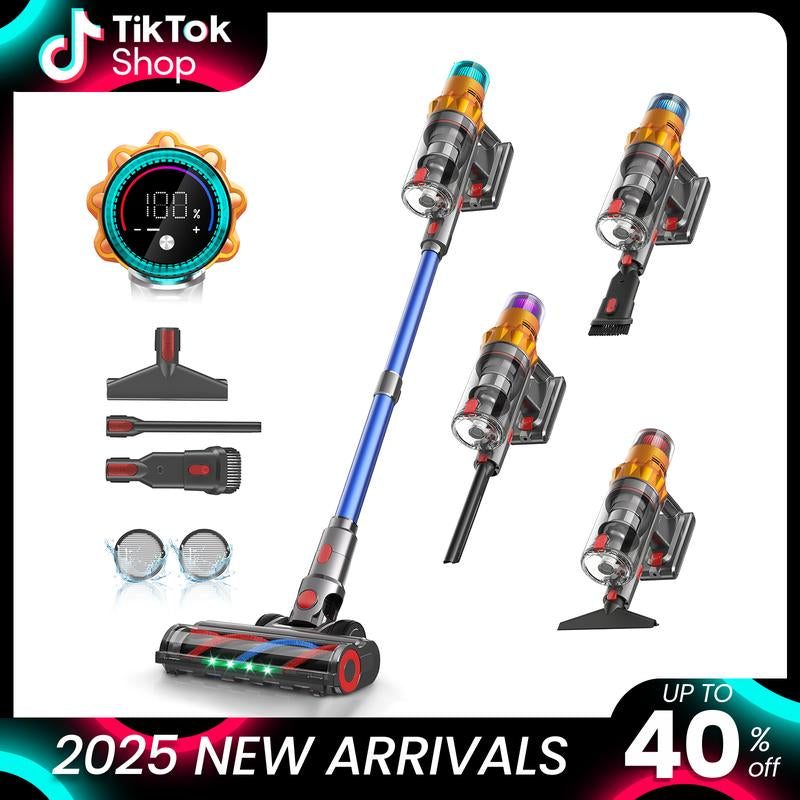 【2025 New Arrivals】S8 Cordless Vacuum Cleaners for Home, 8-In-1/65Min/600W/48Kpa Powerful Suction, Self-Standing Cordless Stick Vacuum Cleaner, Lightweight Anti-Tangle Rechargeable Vacuum for Floor/Carpet/Pet Hair/Car