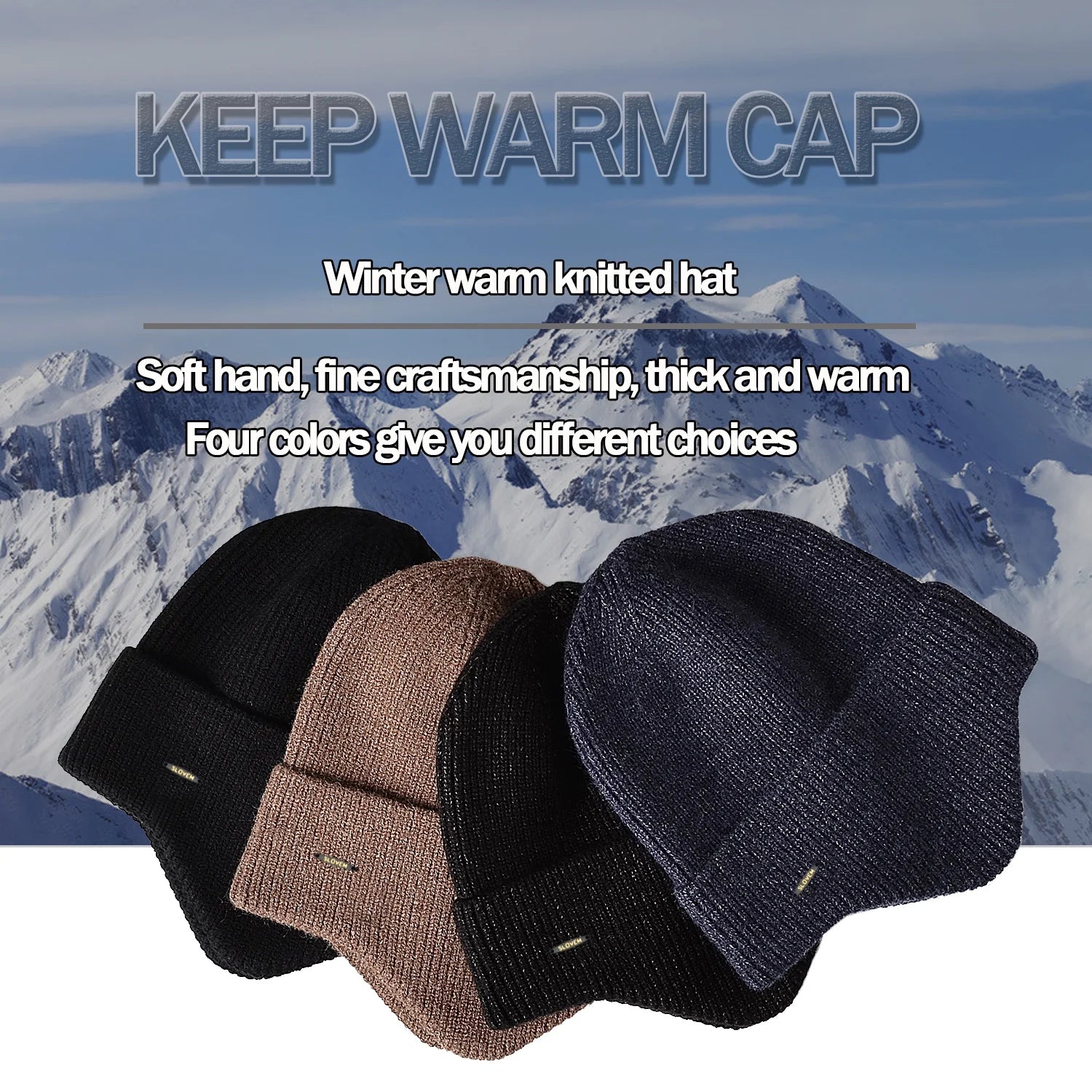 Men Women Knit Hat Winter Warm Stretch Beanie Ear Flaps Cap Outdoor Work Ski Skull Cap (Camel)