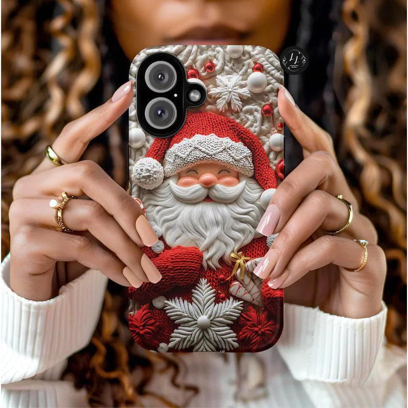 Santa Phone Case, White and Red 3D Christmas Phone Case, 3D Santa Claus Effect, Iphone 16 15 14 13, Galaxy S25 S24 S23 Ultra, Pixel 9 Case