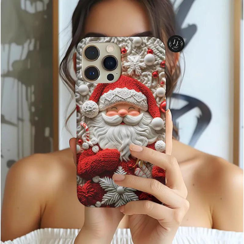 Santa Phone Case, White and Red 3D Christmas Phone Case, 3D Santa Claus Effect, Iphone 16 15 14 13, Galaxy S25 S24 S23 Ultra, Pixel 9 Case