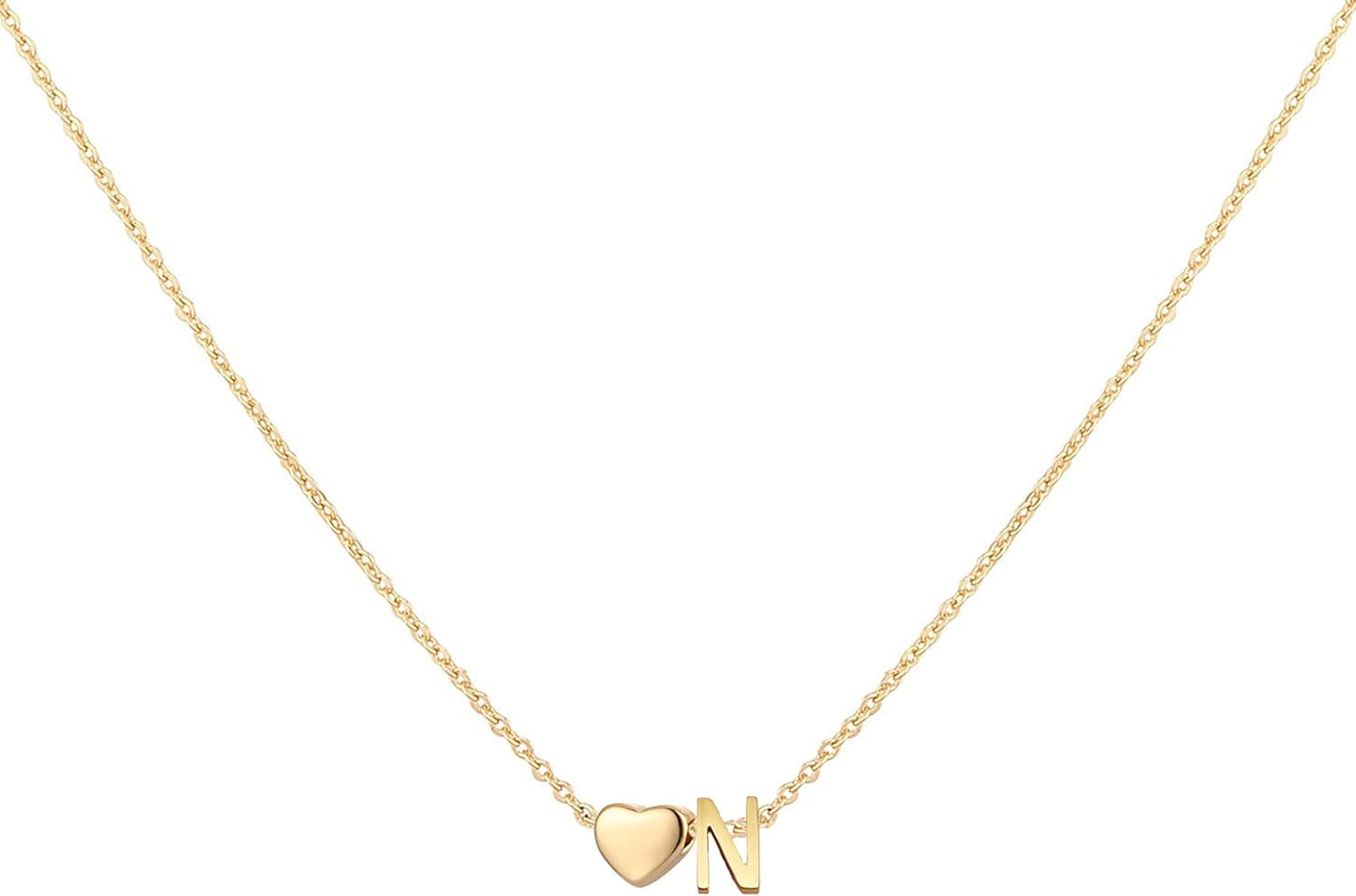 Initial Heart Necklace 18K Gold Plated Stainless Steel Tiny Heart Letter Necklace Personalized Monogram Name Necklace for Women