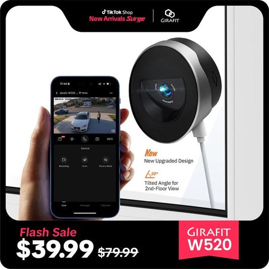 Girafit 2K Second Floor Window Camera, Chromax AI Color Night Vision, 2.4Ghz & 5Ghz Wi-Fi Indoor Security Cameras, Person & Motion Detection, 24/7 Recording, Easy & Quick Install, Microsd Card Local Monitoring