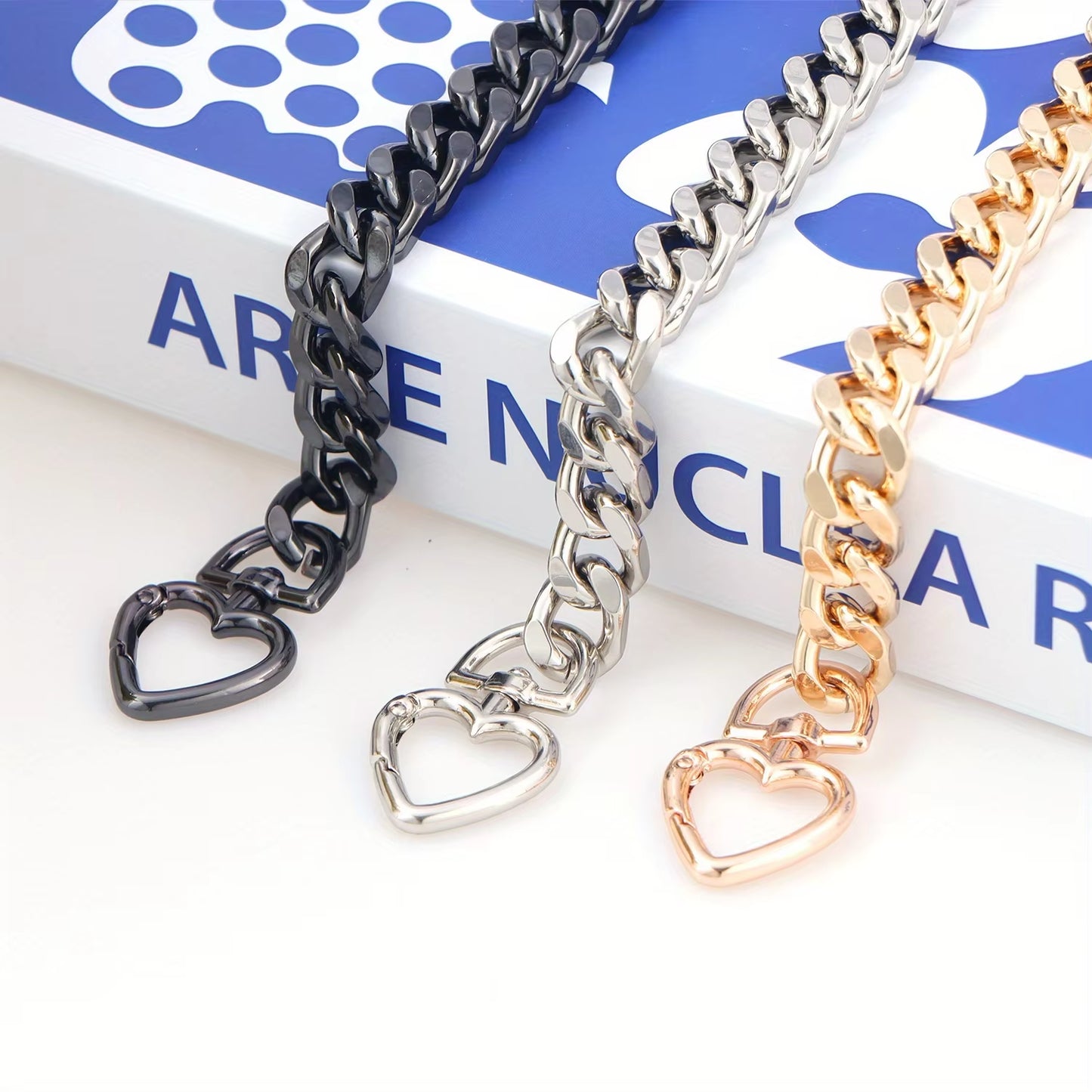 1Pc Metal Purse Chain Strap Extender Heart Shape Purse Chain for Accessory Charms, Lengthen Crossbody Shoulder Handbags Strap