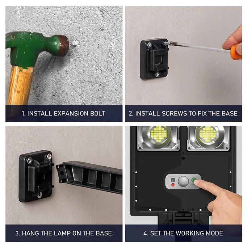 Solar Street Light Outdoor Solar Parking Lot Light with Motion Sensor IP65 Waterproof Commercial Lighting 360 SMD Leds Adjustable Angle Remote Control