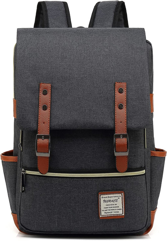 Slim Business Laptop Backpack Casual Daypacks College Shoulder Bag for Men Women, Tear Resistant Unique Travelling Backpack Fits up to 15.6 Inch Laptop in Charcoal Black