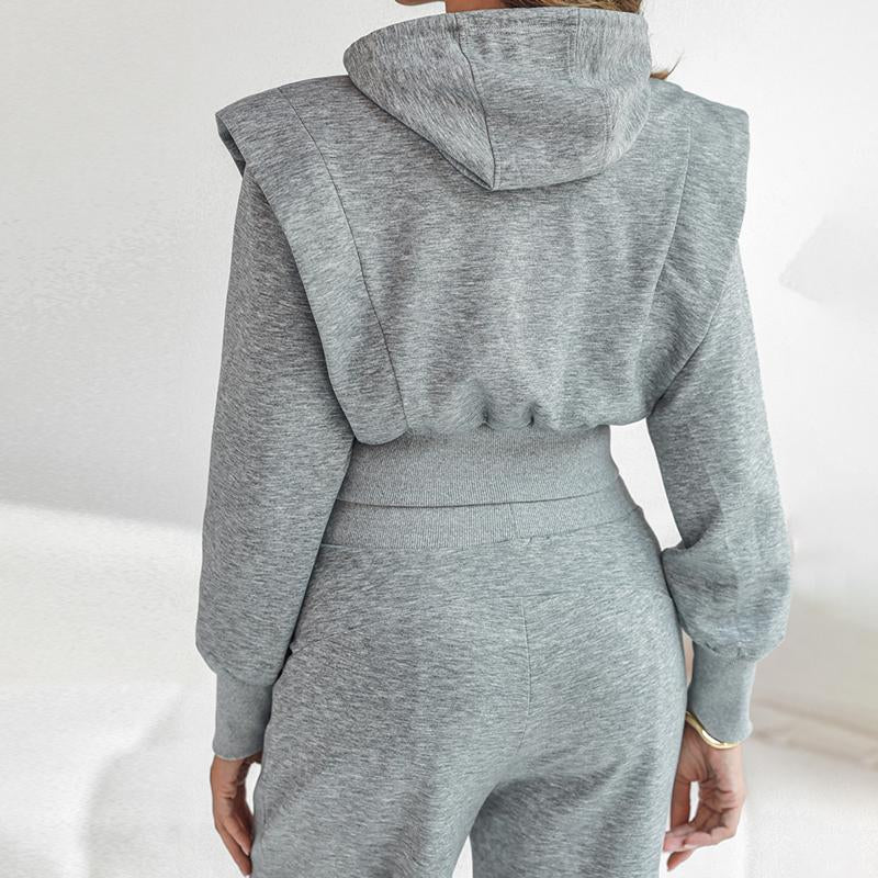 CHICME Hooded Long Sleeve Sweatshirt and Casual Wide Leg Sweatpants Set