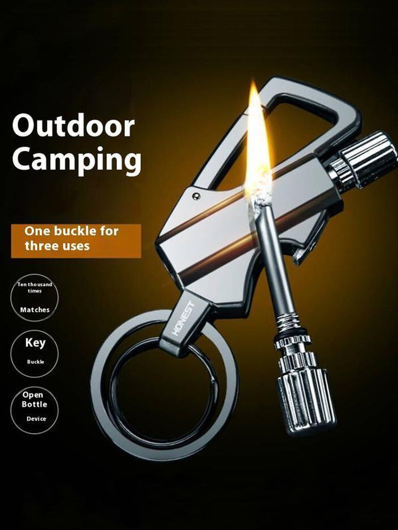 Permanent Match Infinity Lighter with Multitool Keychain Bottle Opener, Reusable Waterproof Match Strike Anywhere, Forever Flint Fire Starter for Outdoor Survival, for Men Multi-Functional