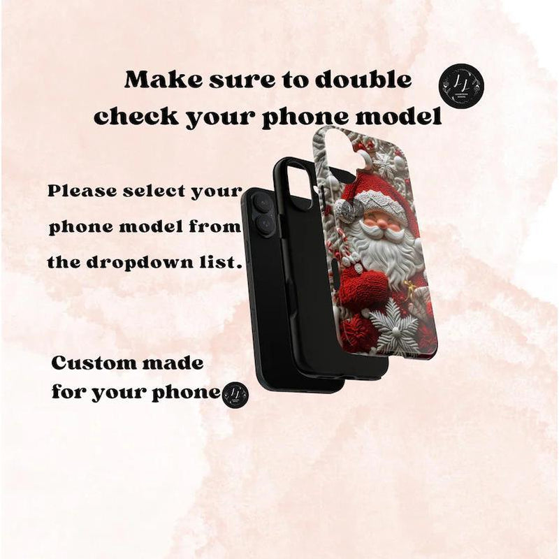 Santa Phone Case, White and Red 3D Christmas Phone Case, 3D Santa Claus Effect, Iphone 16 15 14 13, Galaxy S25 S24 S23 Ultra, Pixel 9 Case