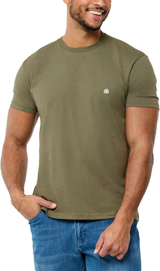 Mens T Shirt with Logo - Short Sleeve Crew Neck Soft Fitted Tees S - 4XL Fresh Classic Basic Tshirts