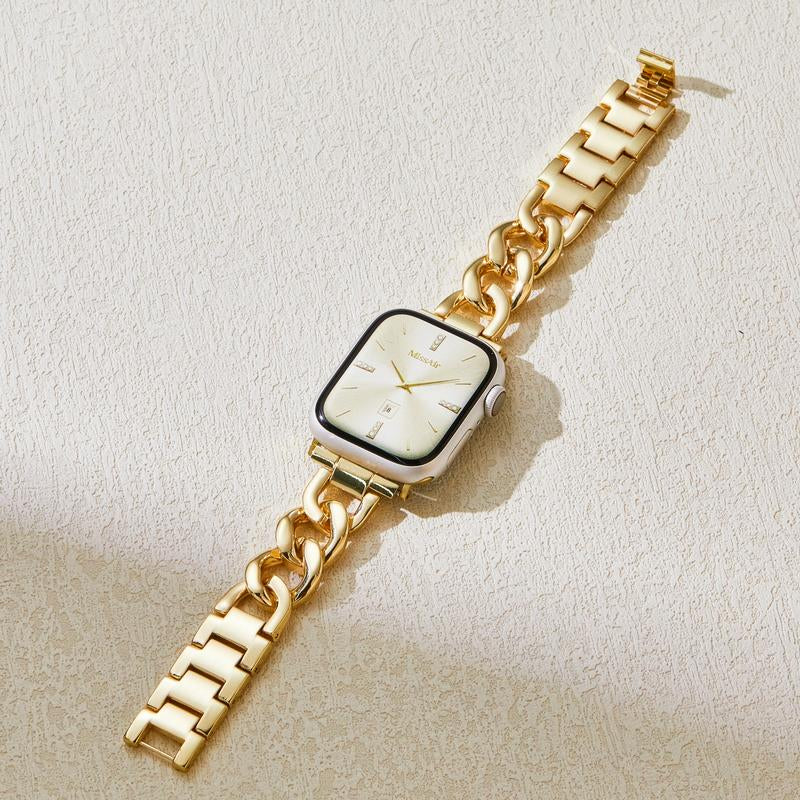 MISSAIR Luxury 14K Gold Plated Diamond Chain Bracelet Band Compatible with Apple Watch Series 10-1, SE, Ultra – Adjustable Strap for Women, Fits 38-49Mm