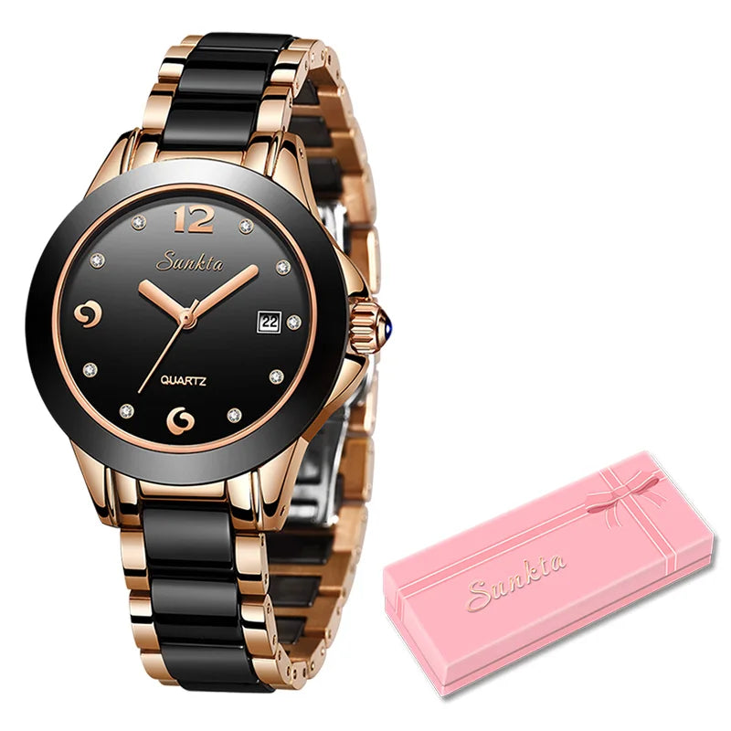Fashion Women Watches Rose Gold Ladies Bracelet Watches Reloj Mujer 2023 New Creative Waterproof Quartz Watches for Women