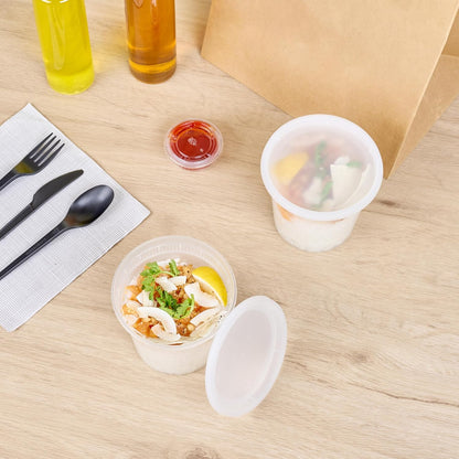 24oz to-go boxes | Clear plastic soup containers | Microwavable disposable soup containers | BPA-free takeout containers | 100 pack soup boxes | Clear plastic lids included | Restaurant soup containers | Meal prep disposable containers | Stew and sauce storage containers | Food delivery soup containers