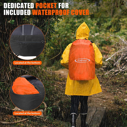 35L hiking backpack | Water resistant travel daypack | Outdoor sports backpack | Lightweight trekking bag | Black hiking daypack | Backpack with rain cover | Camping travel backpack | Men women outdoor bag | Large capacity hiking pack | Waterproof adventure backpack