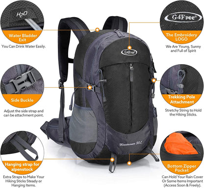 35L hiking backpack | Water resistant travel daypack | Outdoor sports backpack | Lightweight trekking bag | Black hiking daypack | Backpack with rain cover | Camping travel backpack | Men women outdoor bag | Large capacity hiking pack | Waterproof adventure backpack