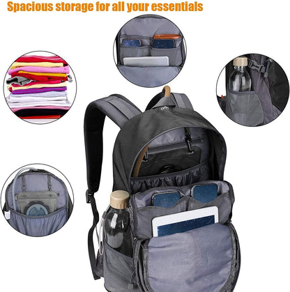 35L hiking backpack | Water resistant travel daypack | Outdoor sports backpack | Lightweight trekking bag | Black hiking daypack | Backpack with rain cover | Camping travel backpack | Men women outdoor bag | Large capacity hiking pack | Waterproof adventure backpack