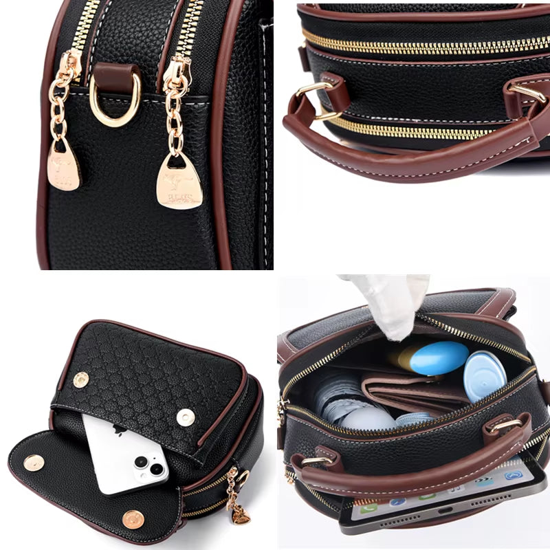 2024 New Online Celebrity Korean Version of Portable Diagonal Women'S Bag Women Fashion Shoulder Small round Bag Bags
