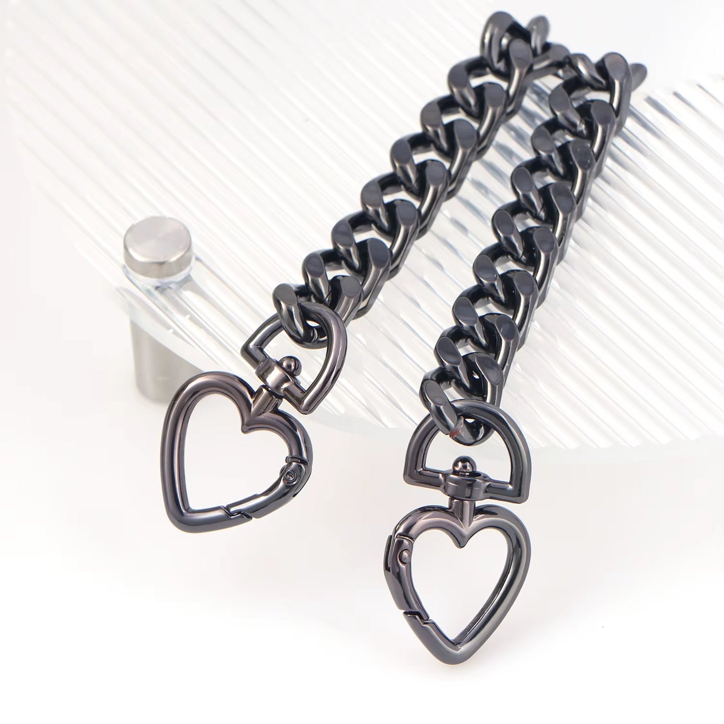 1Pc Metal Purse Chain Strap Extender Heart Shape Purse Chain for Accessory Charms, Lengthen Crossbody Shoulder Handbags Strap