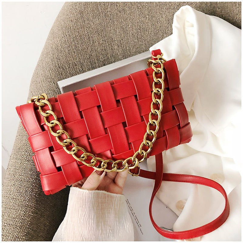 Luxury Woven PU Leather Handbag