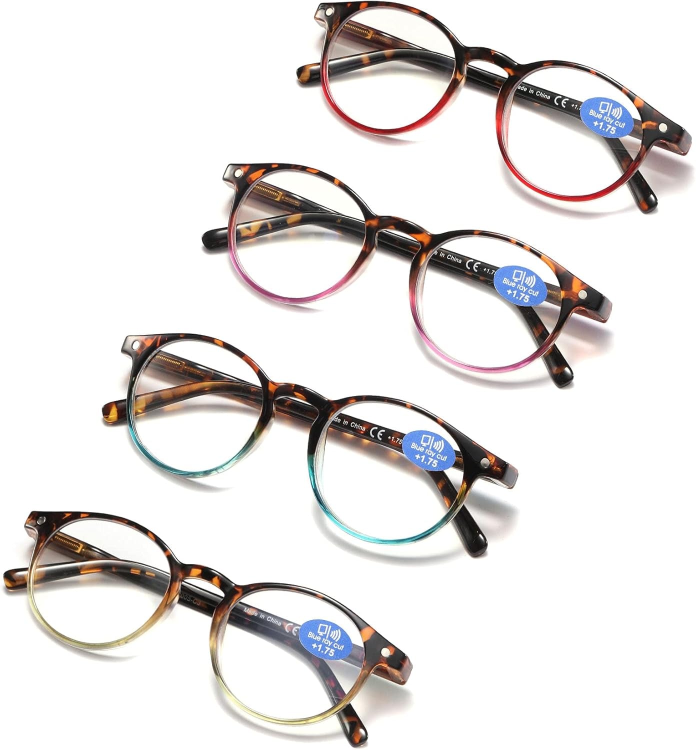 Reading Glasses for Women - Blue Light Blocking Ladies Spring Hinge Readers with Pouches anti Eyestrain/Glare Women'S Computer Eyeglasses (4 Pairs Mix Color, 1.00)