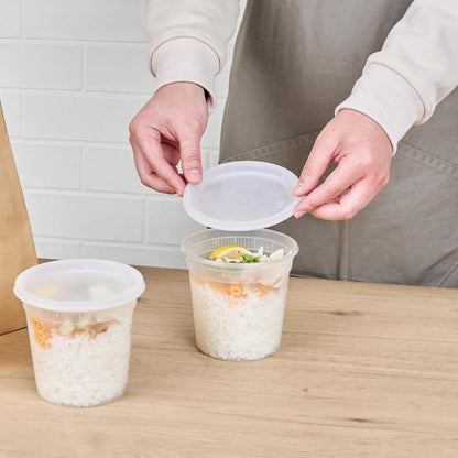 24oz to-go boxes | Clear plastic soup containers | Microwavable disposable soup containers | BPA-free takeout containers | 100 pack soup boxes | Clear plastic lids included | Restaurant soup containers | Meal prep disposable containers | Stew and sauce storage containers | Food delivery soup containers
