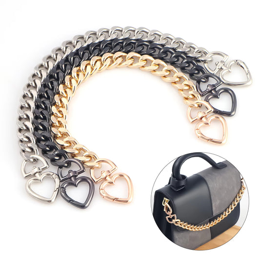 1Pc Metal Purse Chain Strap Extender Heart Shape Purse Chain for Accessory Charms, Lengthen Crossbody Shoulder Handbags Strap