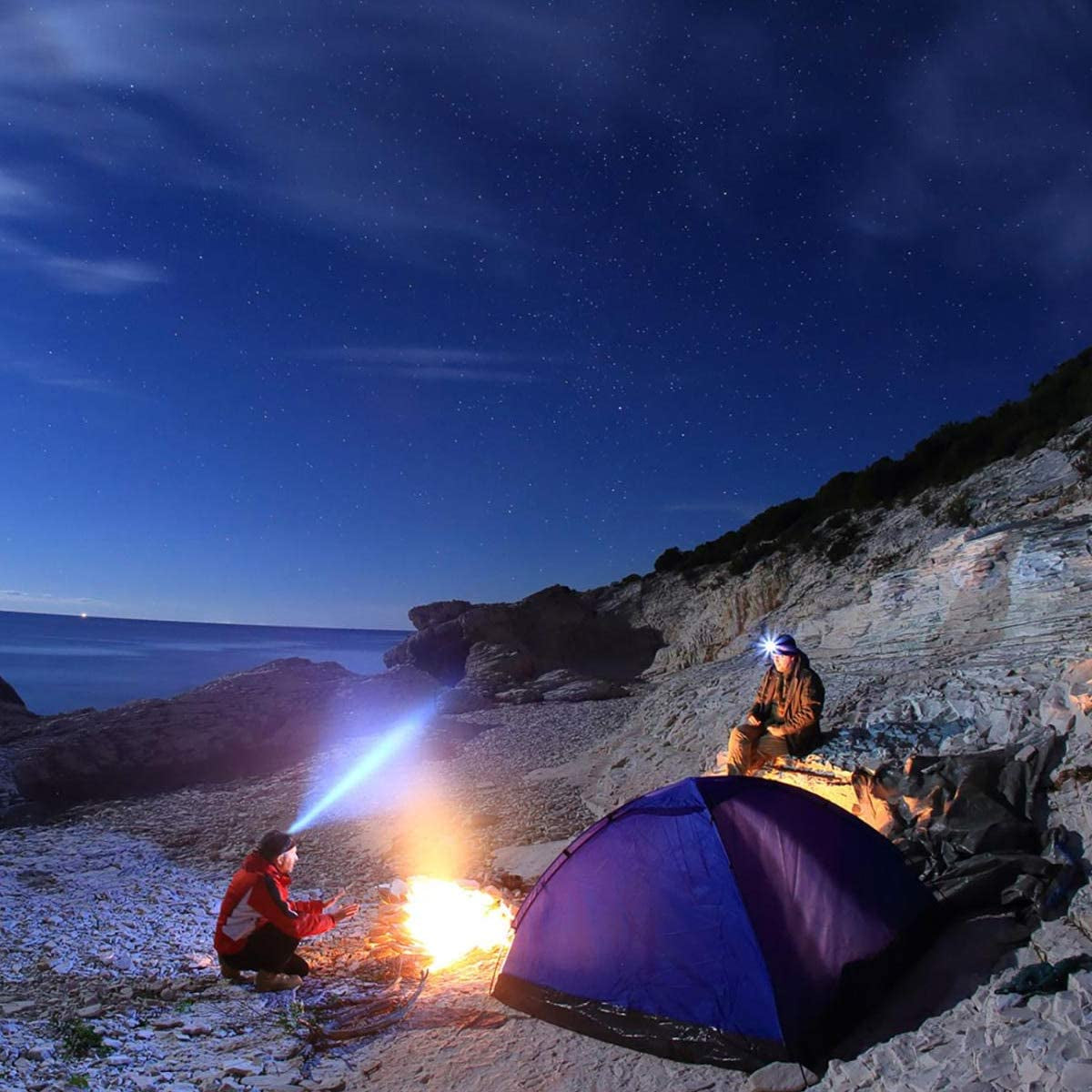 LED Beanie with Light 2-Pack, Rechargeable Lighted Cap Headlamp Hat，Led Hat with Flashlight，Gifts for Men Women