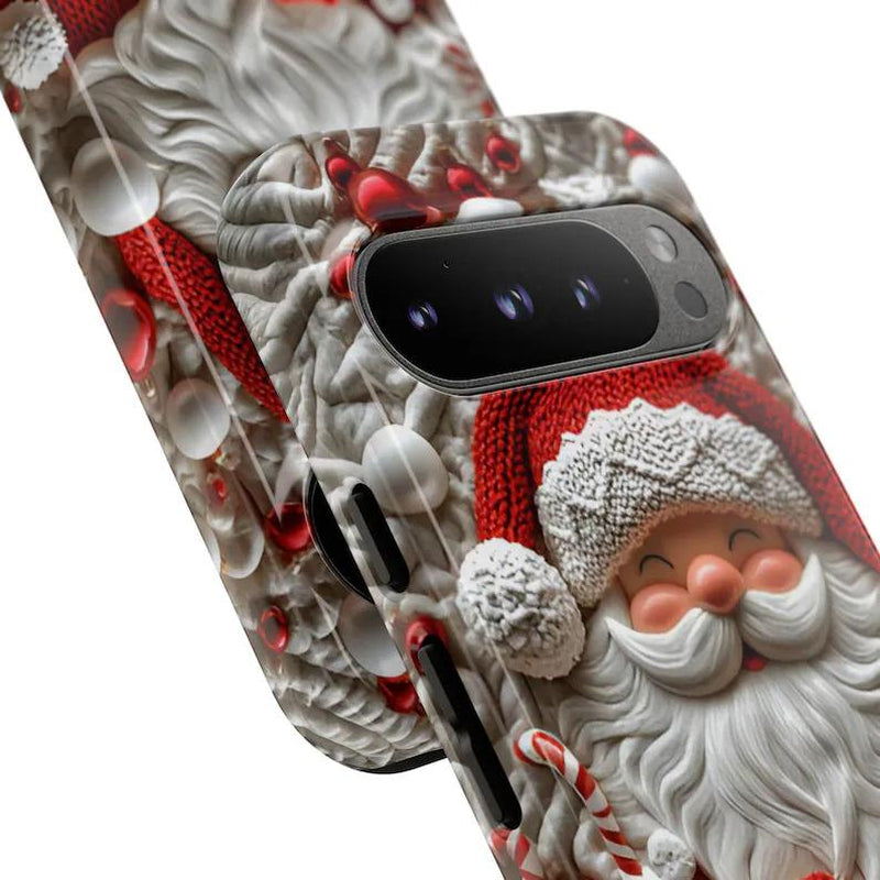 Santa Phone Case, White and Red 3D Christmas Phone Case, 3D Santa Claus Effect, Iphone 16 15 14 13, Galaxy S25 S24 S23 Ultra, Pixel 9 Case
