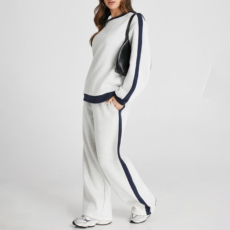 Aleumdr Women'S 2 Piece Outfit Fleece Sweatsuit Casual Lounge Matching Sets Crewneck Loose Fit Cozy Sweatshirt & Straight Leg Sweatpants Womenswear