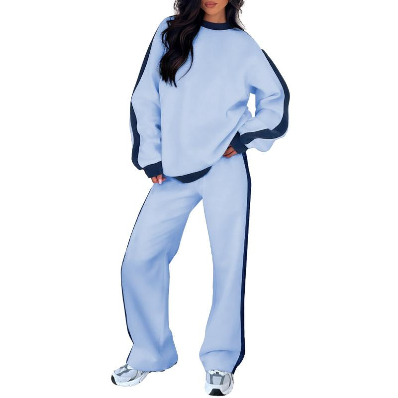 Aleumdr Women'S 2 Piece Outfit Fleece Sweatsuit Casual Lounge Matching Sets Crewneck Loose Fit Cozy Sweatshirt & Straight Leg Sweatpants Womenswear